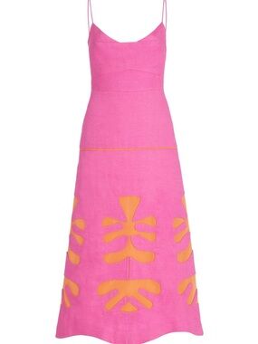Alexis Pink Maxi Dress with Orange Cutout Motifs